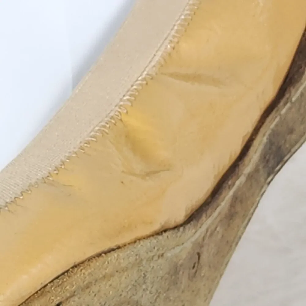 TORY BURCH Women's Caroline 2 US 8M Tan Leather Logo Slip On Ballet Flats